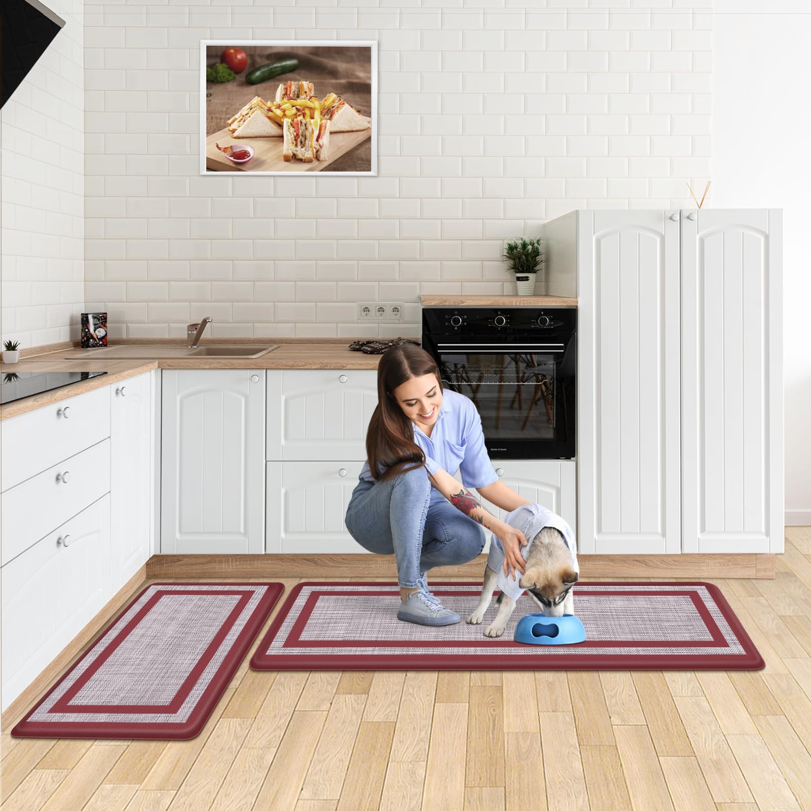 Mattitude Alfombra cocina antifatiga, color rojo aporta estilo y calidez.