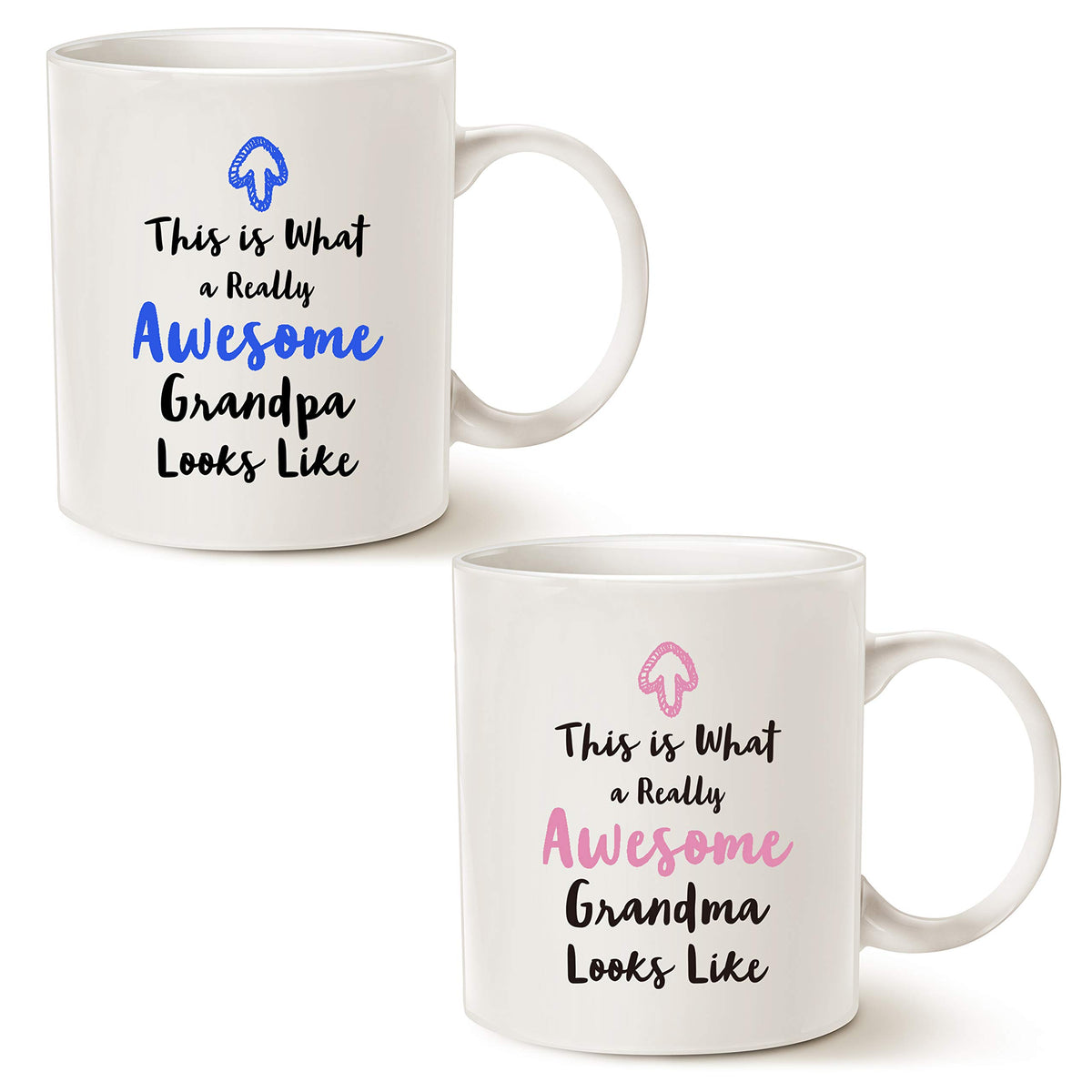Taza MAUAG para abuelos, juego de 2, impresión en ambos lados, ideal para café matutino.