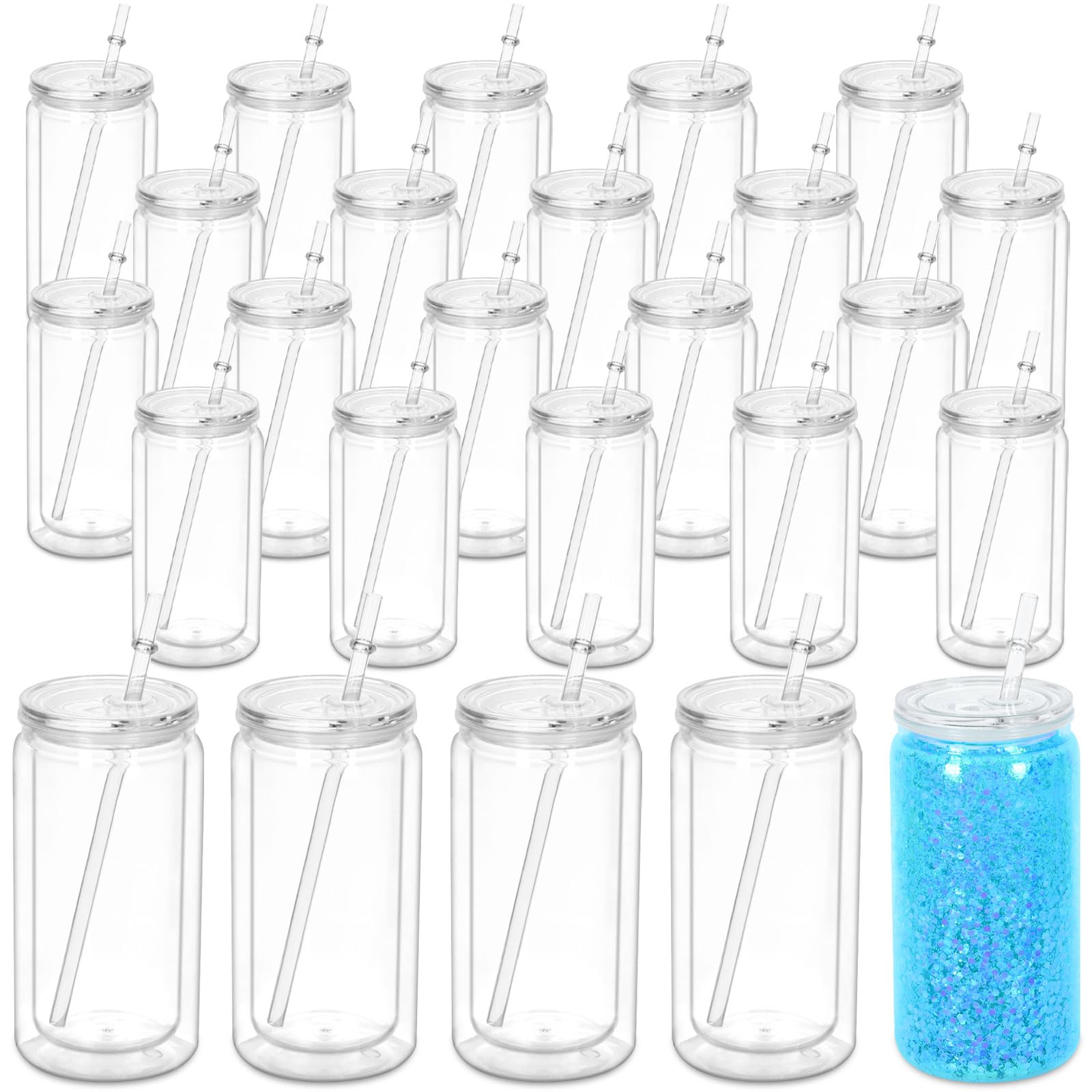 Taza nevado acrílica 16oz de Maucircol, ideal para manualidades con glitter.