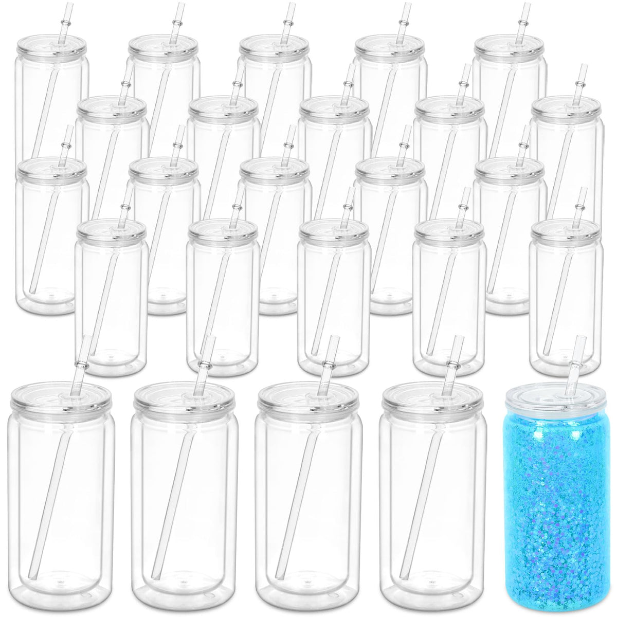 Taza nevado acrílica 16oz de Maucircol, ideal para manualidades con glitter.