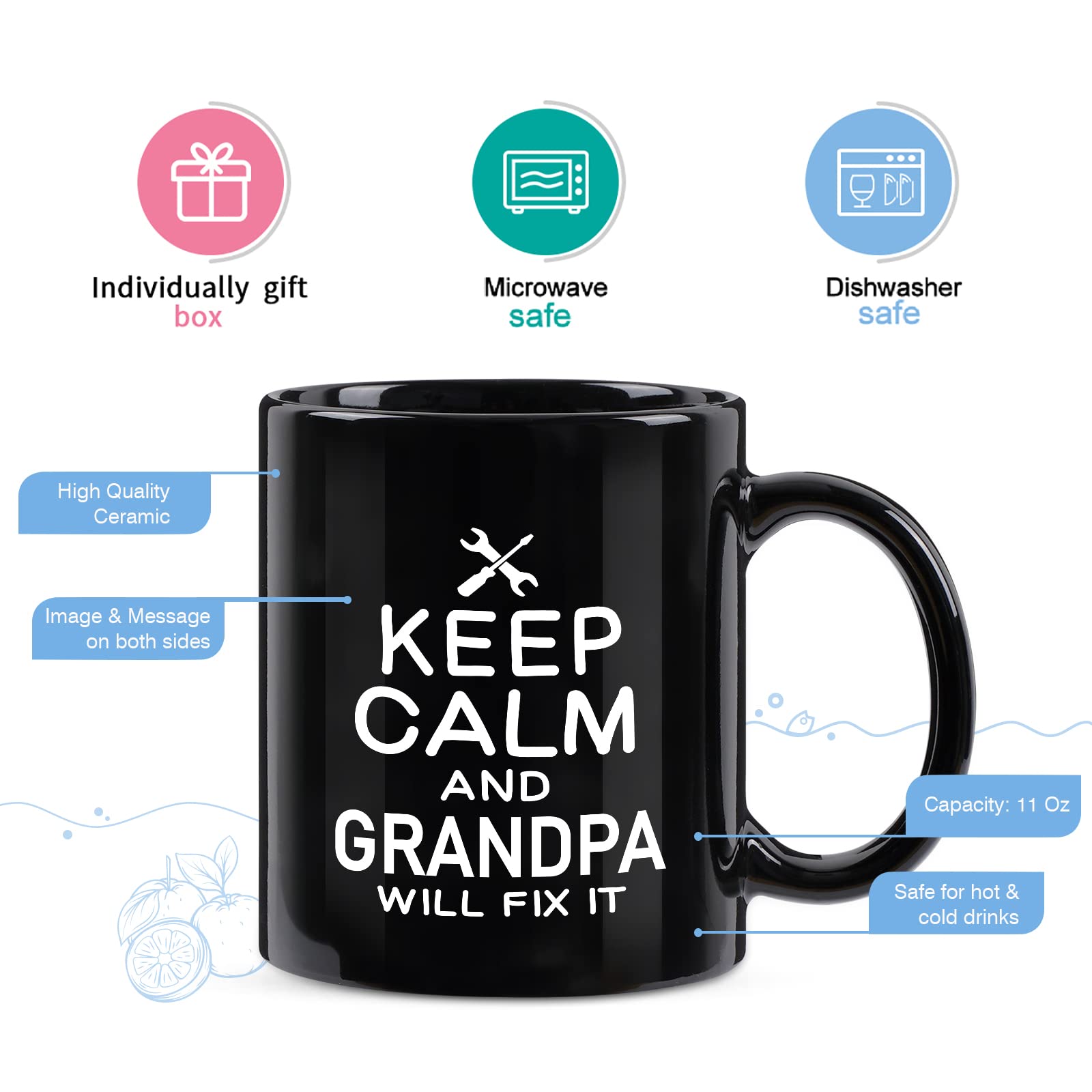 Taza Maustic para Abuelo apta para lavavajillas y microondas.