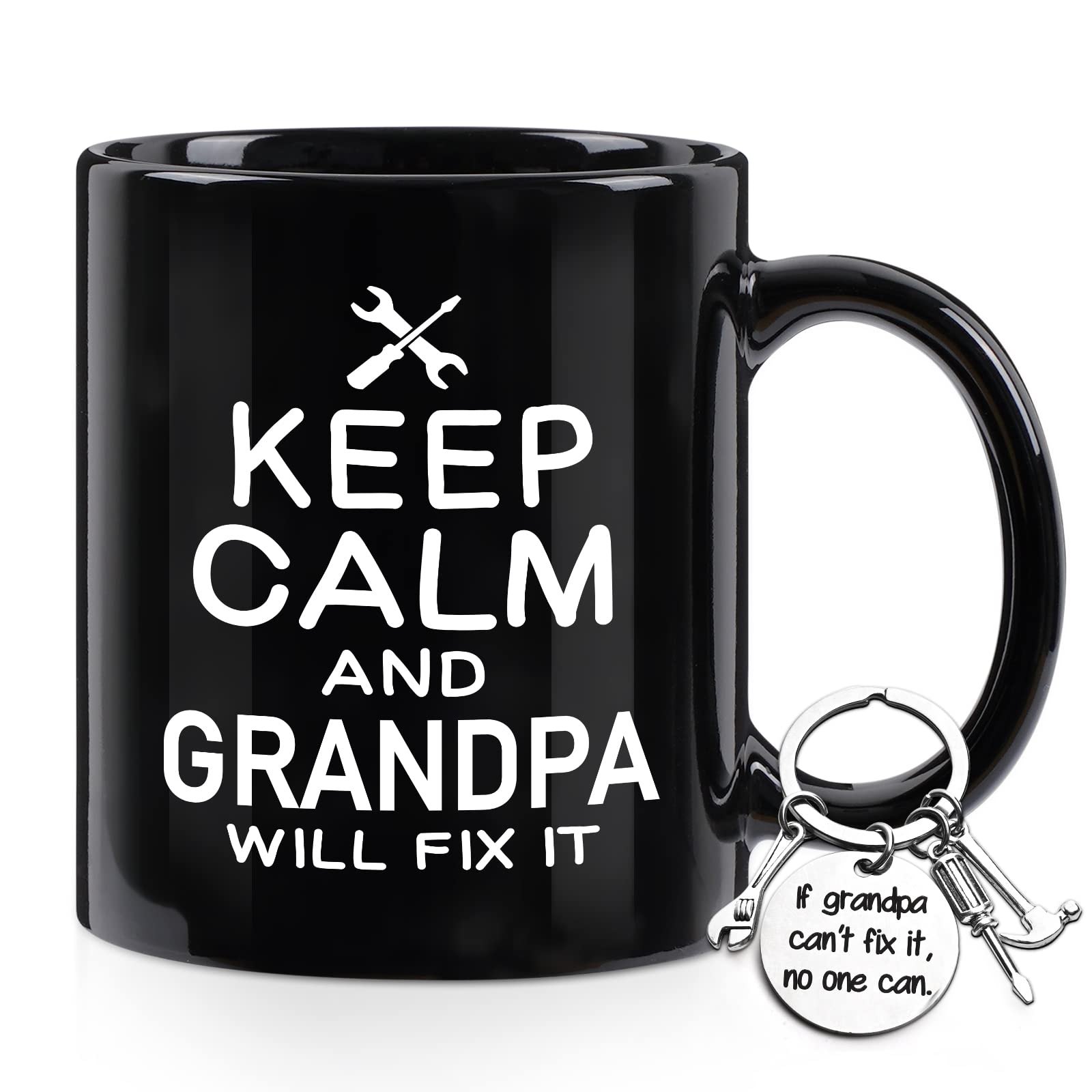 Taza Maustic para Abuelo con el mensaje Mantén la Calma, ideal para café diario.