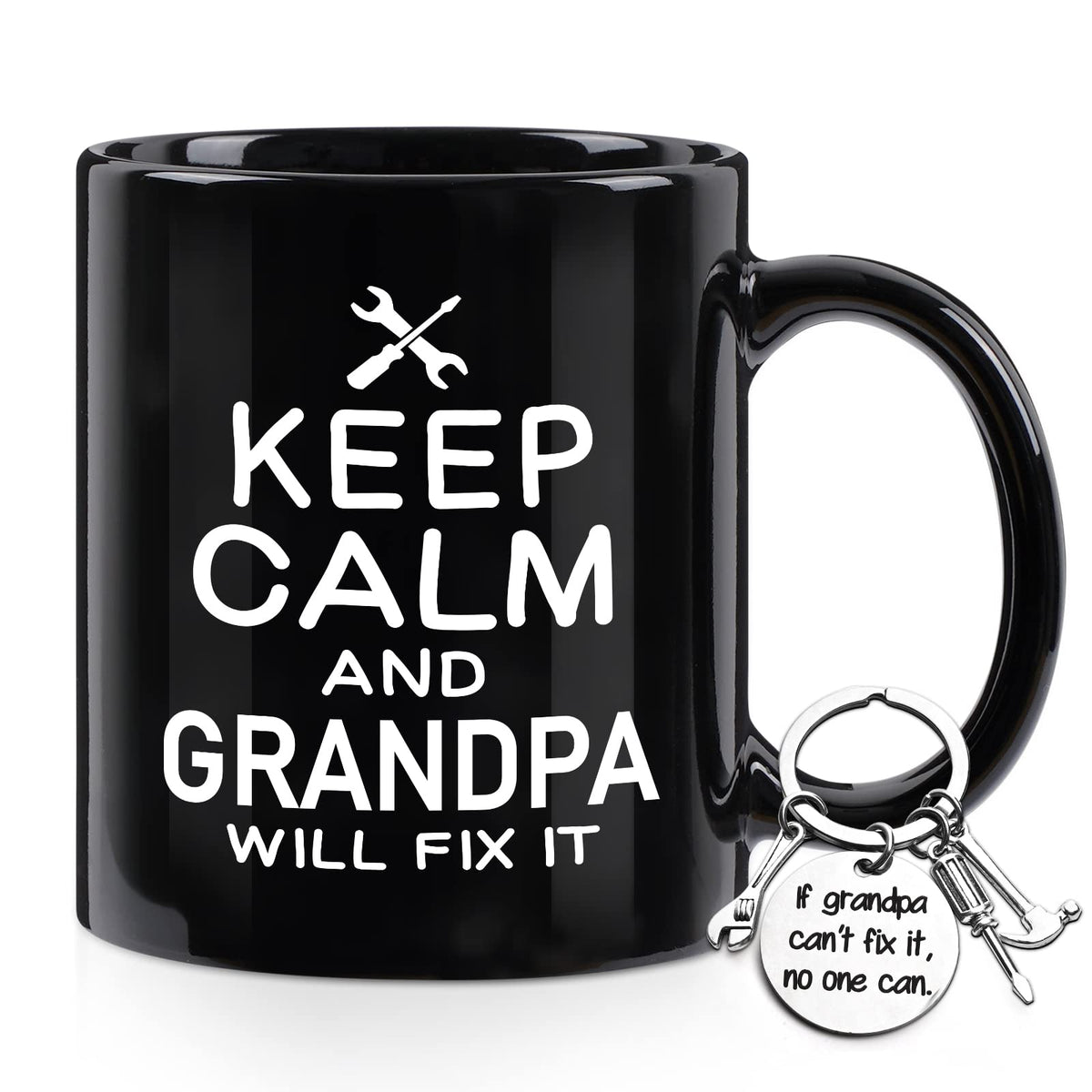 Taza Maustic para Abuelo con el mensaje Mantén la Calma, ideal para café diario.