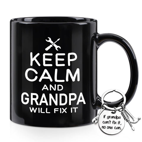 Taza Maustic para Abuelo con el mensaje Mantén la Calma, ideal para café diario.