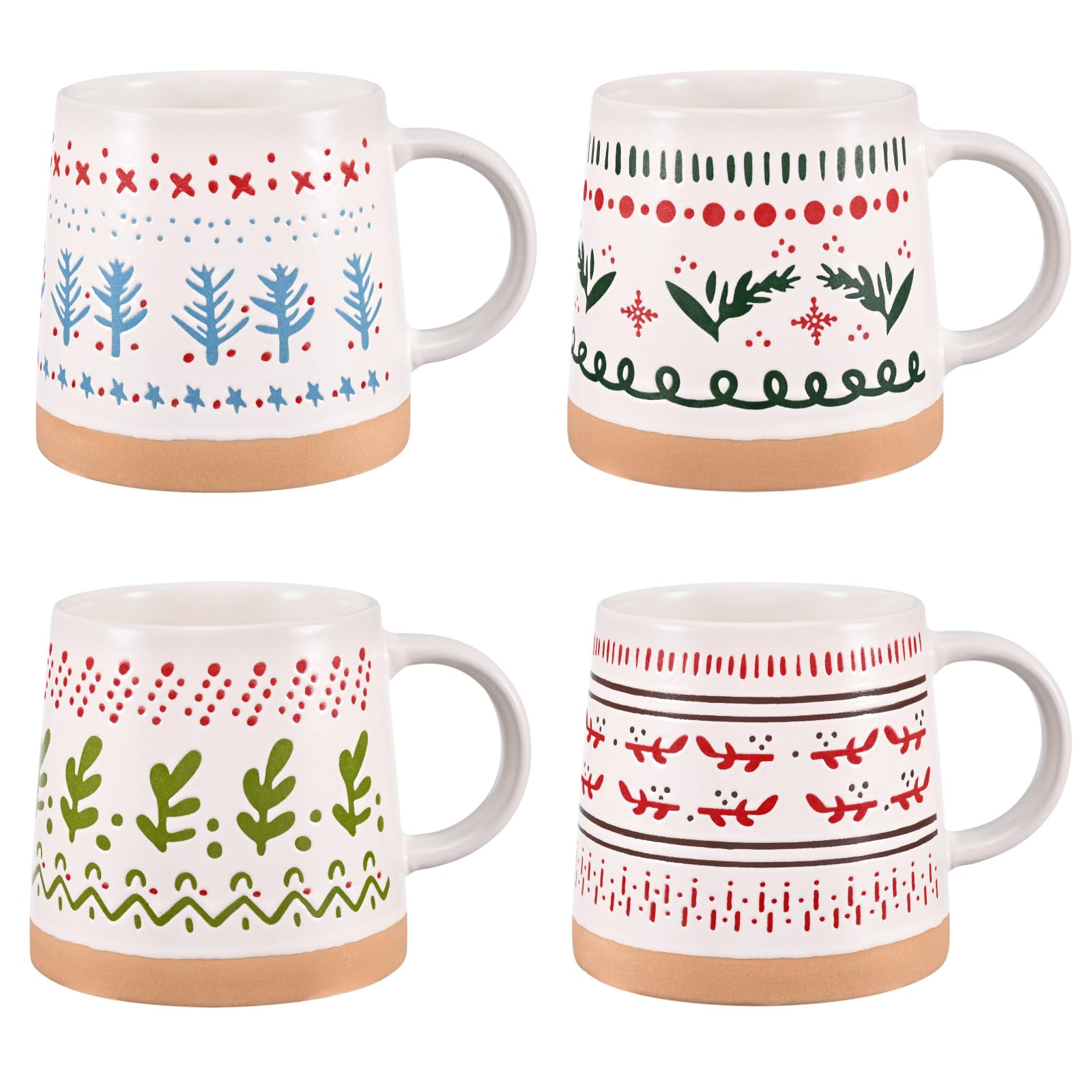 Tazas Maustic Navideñas, conjunto de 4 listas para reuniones festivas.