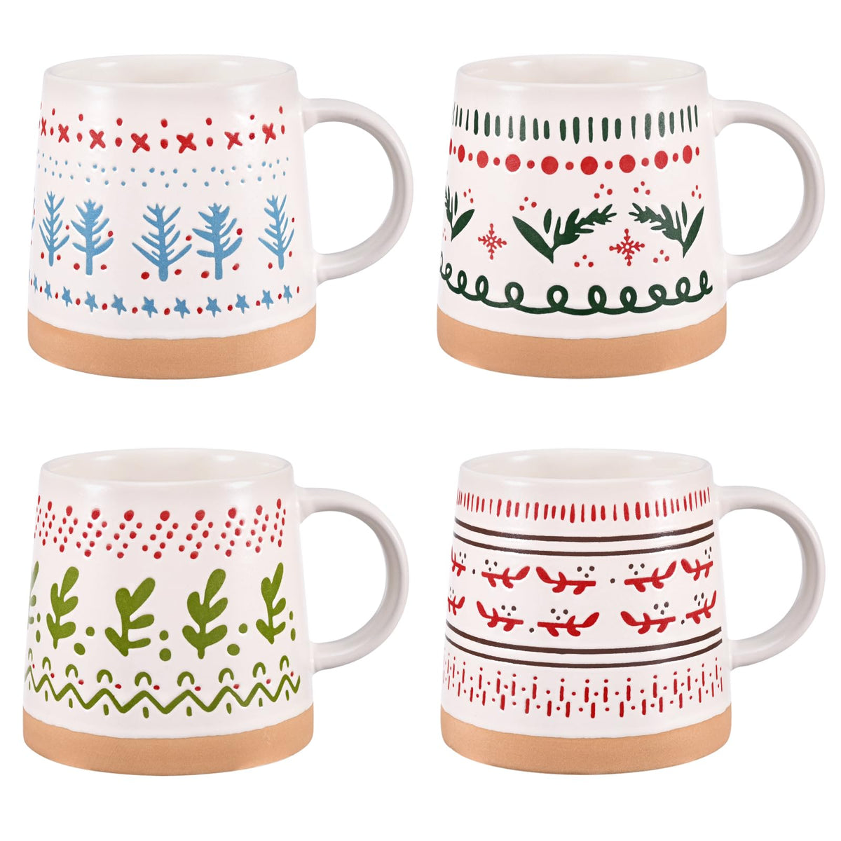 Tazas Maustic Navideñas, conjunto de 4 listas para reuniones festivas.