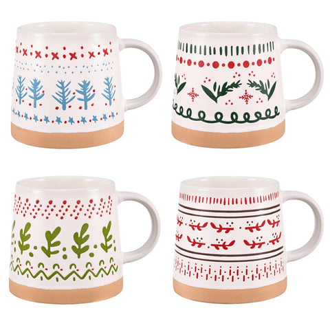 Tazas Maustic Navideñas, conjunto de 4 listas para reuniones festivas.