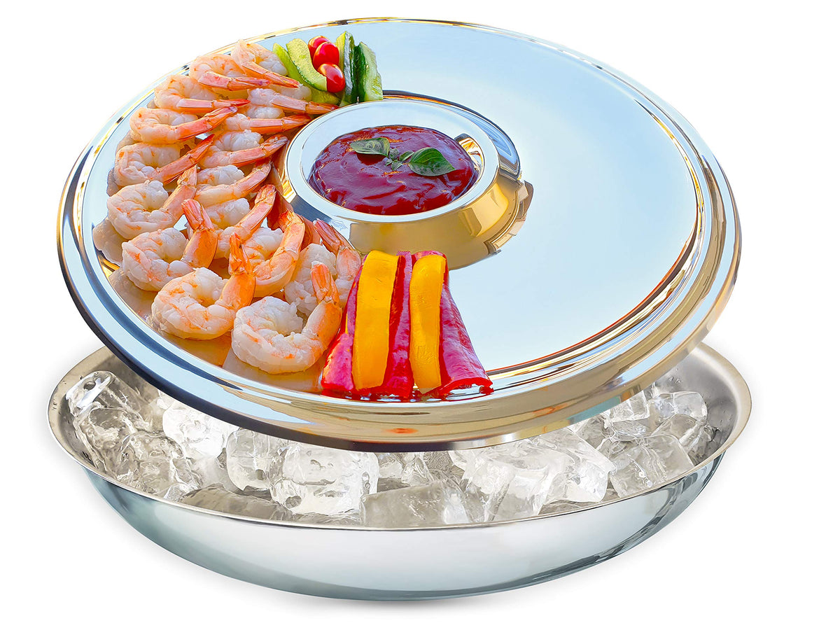 Maverick Unity bandeja para cóctel de camarones con hielo, ideal para buffets elegantes.