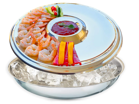 Maverick Unity bandeja para cóctel de camarones con hielo, ideal para buffets elegantes.
