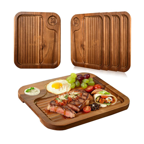 MAVOTER plato-filete-acacia-madera: presentación elegante para filetes jugosos en la mesa.