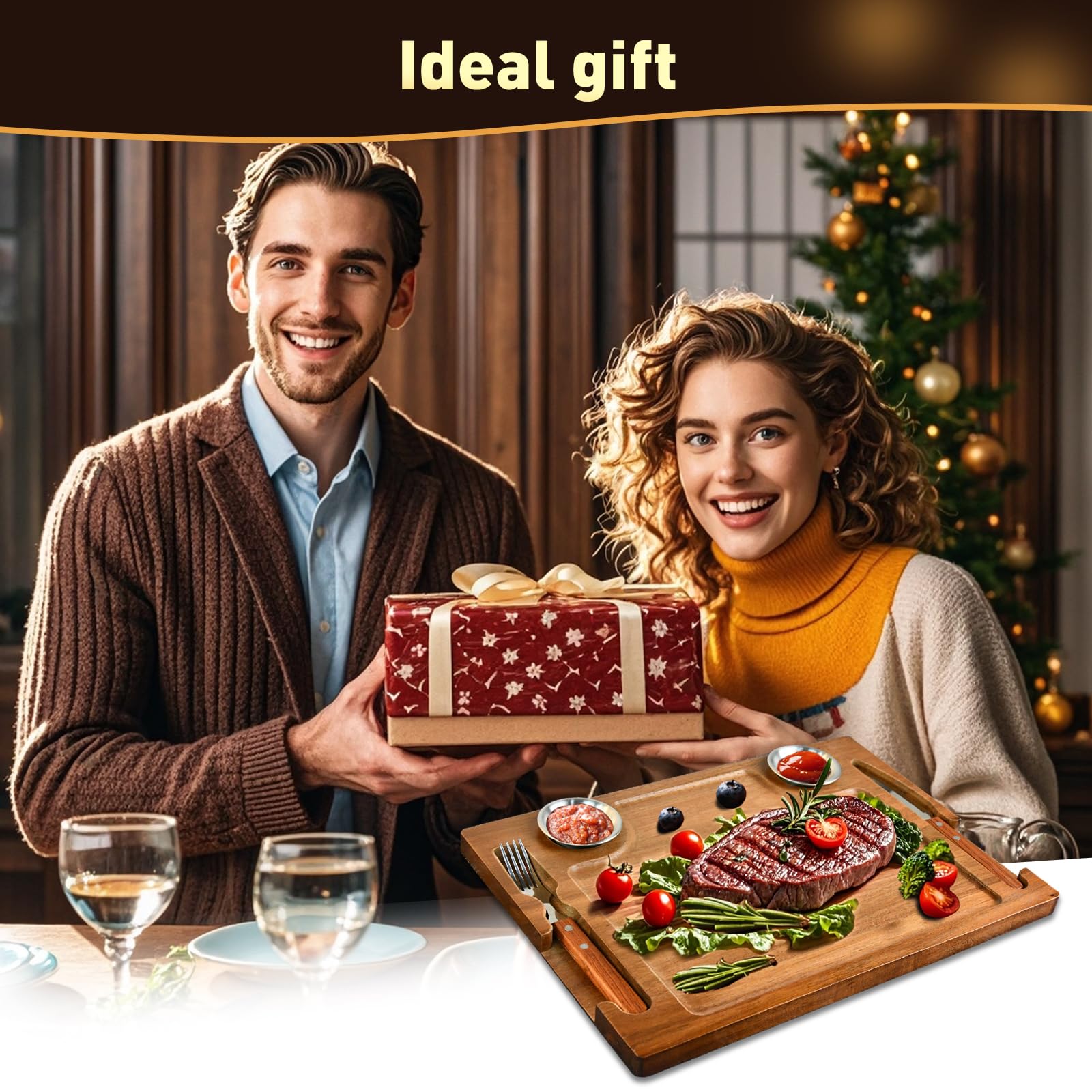 Regalo elegante MAVOTER en acacia, ideal para amantes de la carne.