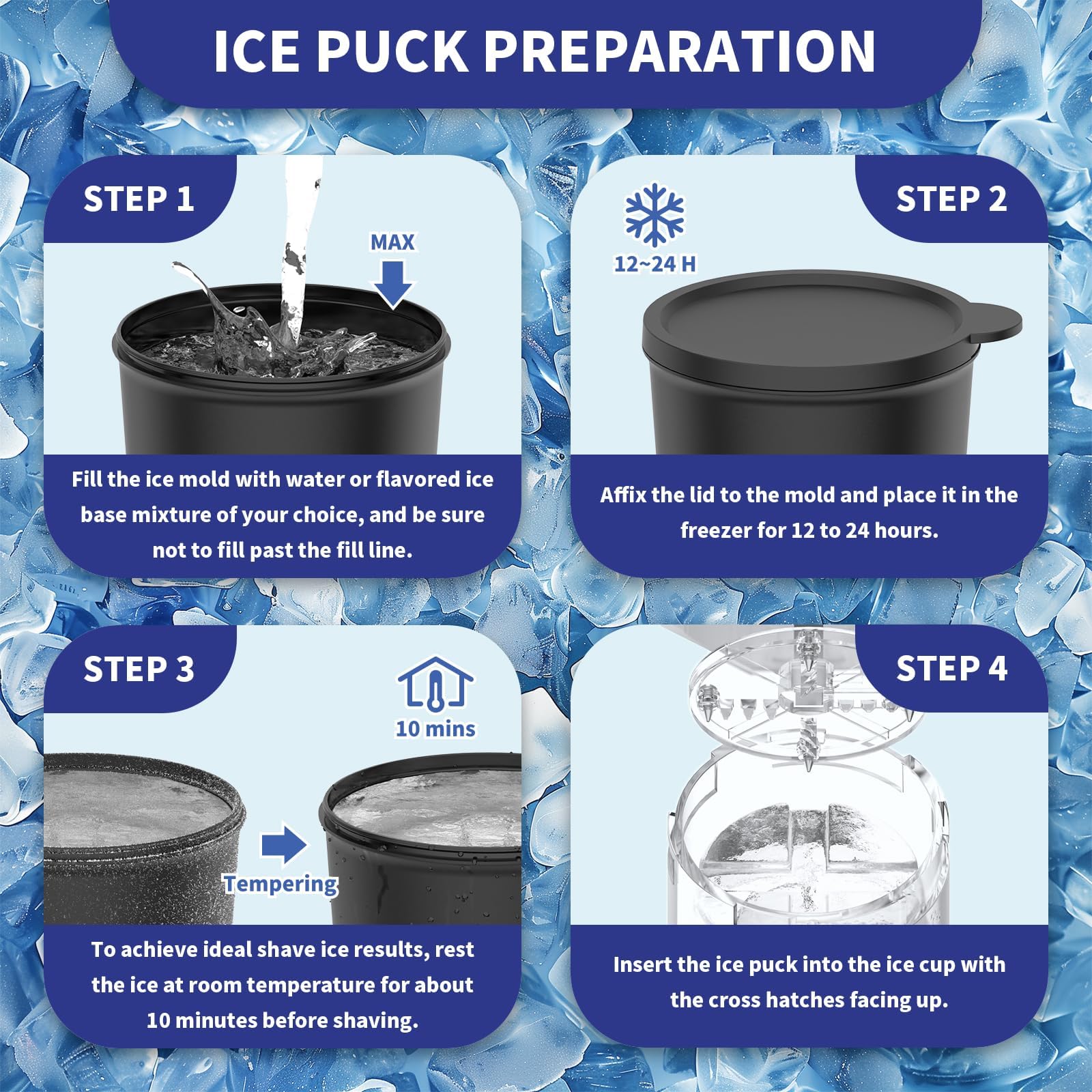 Mavouse cuchillas-gruesa-fina: texturas diferentes en hielo para bebidas.