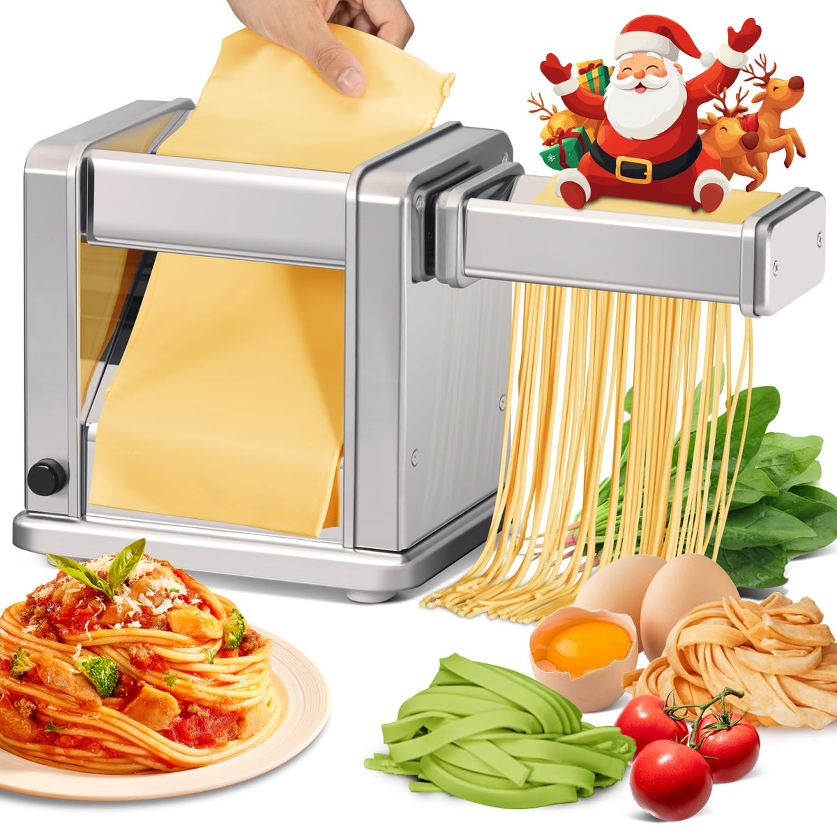 Maxceysen maquina para pasta con rodillo y corte visualizados, ideal para fideos caseros finos