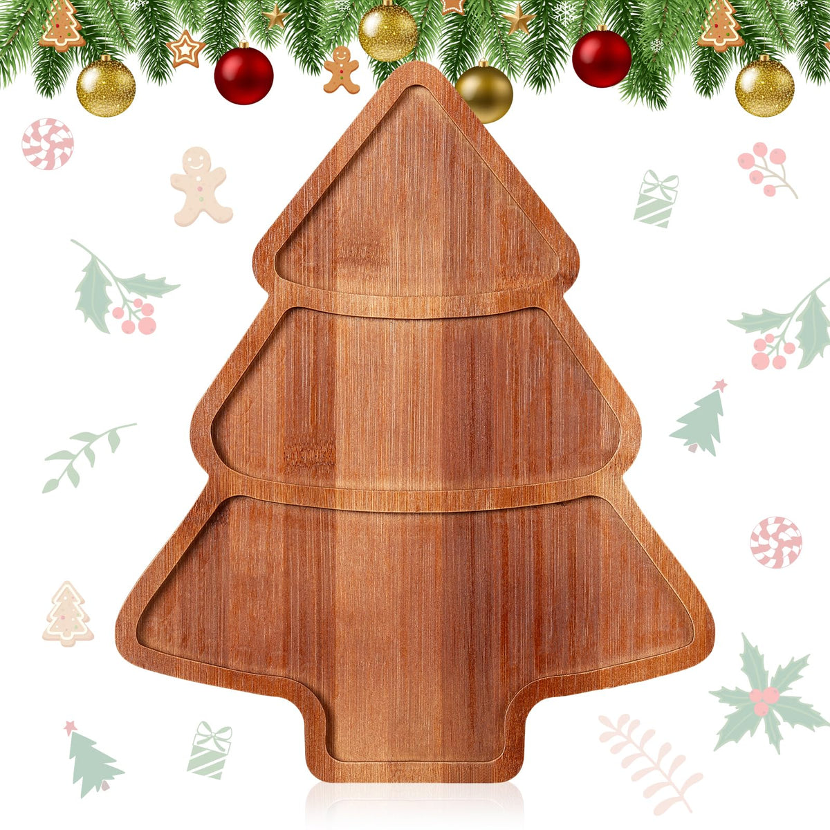 Maxcheck tablero en forma de árbol navideño para servir quesos y aperitivos con estilo rústico.