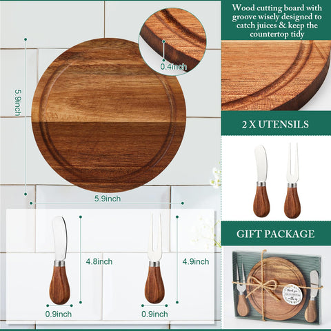 Maxcheck cuchillos y tenedores para charcutería en acacia, duraderos y seguros.