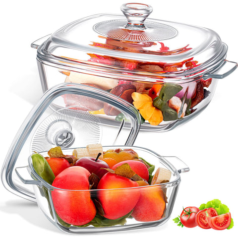 Maxcheck fuente de vidrio para horno cuadrada 0-8L, ideal para hornear y servir.