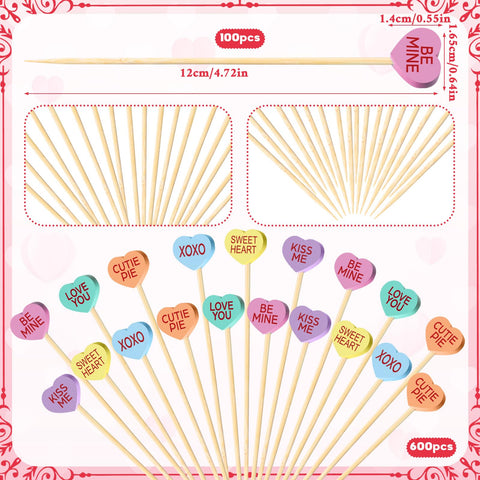 Maxcheck pincho coctel con corazon rosa para postres y bebidas