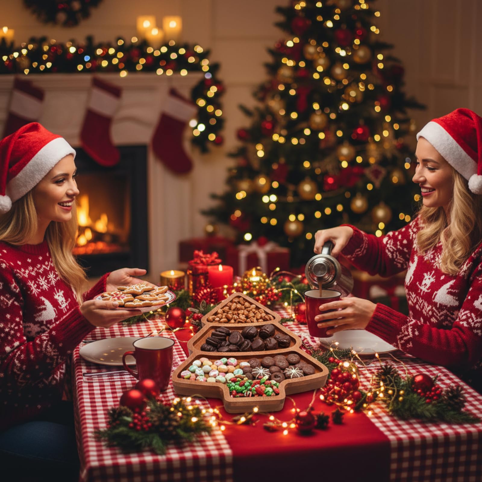 Maxcheck plato de dulces en árbol navideño para decorar y organizar golosinas.