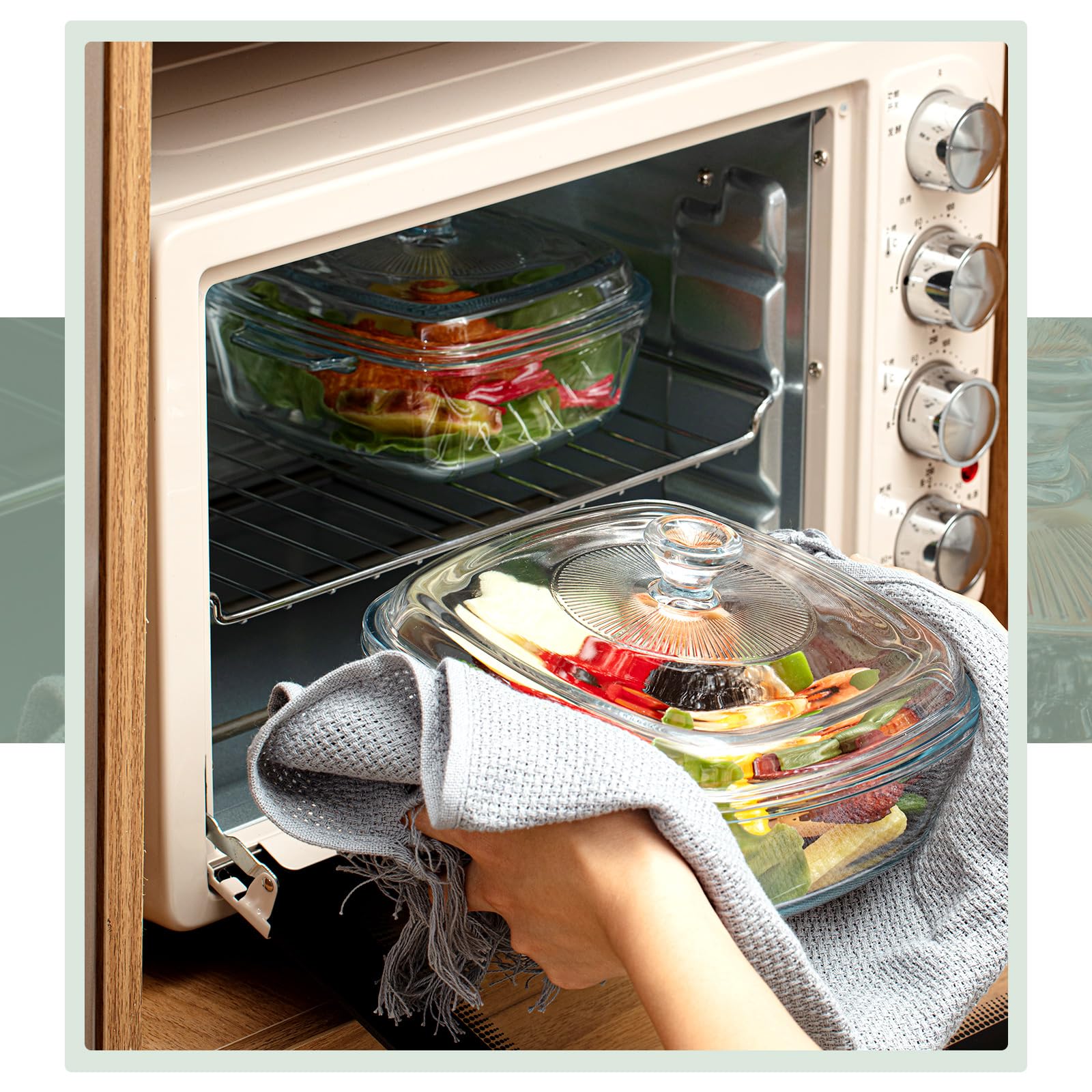 Maxcheck fuente de vidrio apta para horno y microondas para recalentado cómodo.