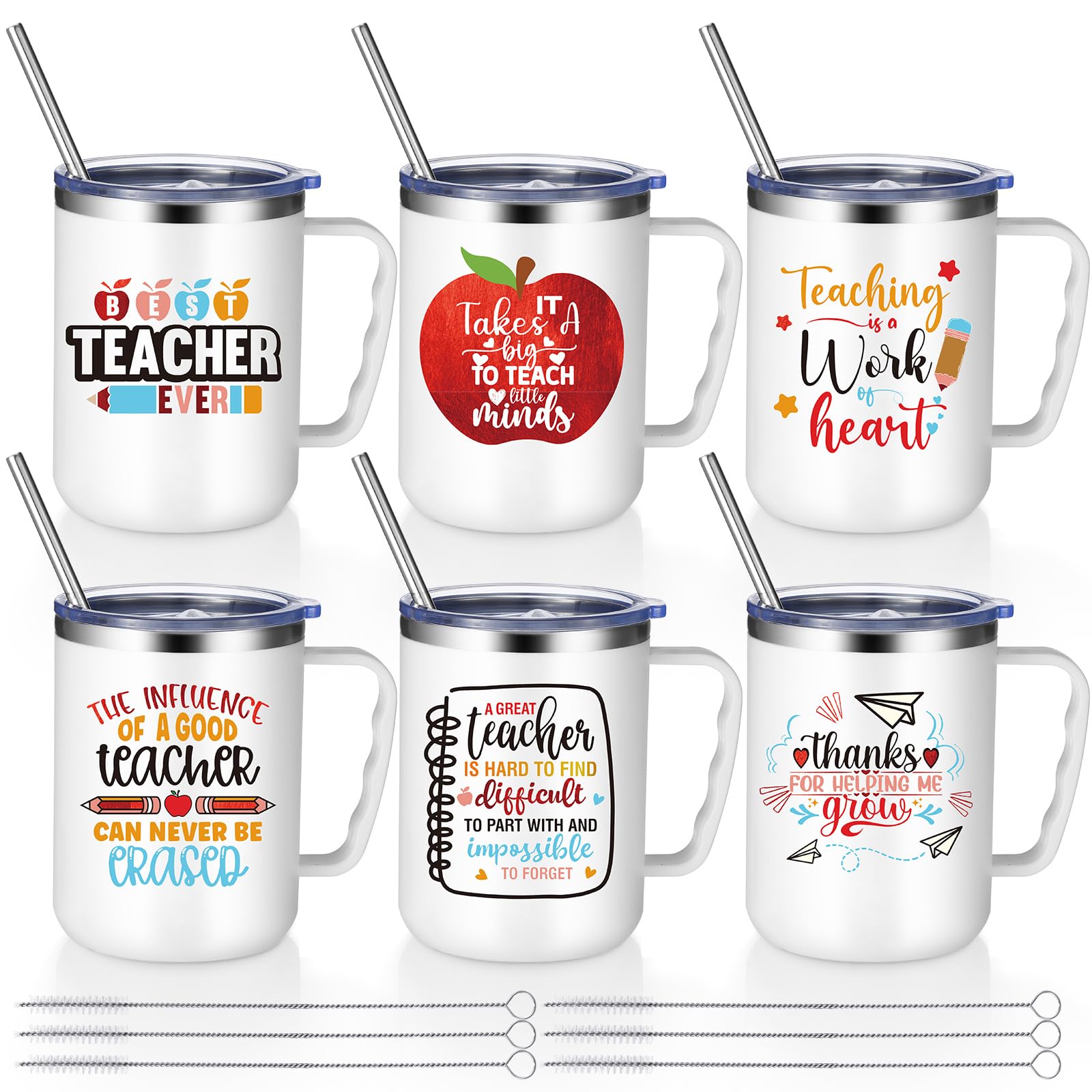 Maxcheck vasos térmicos para maestros, set de 6 con tapa para llevar bebidas