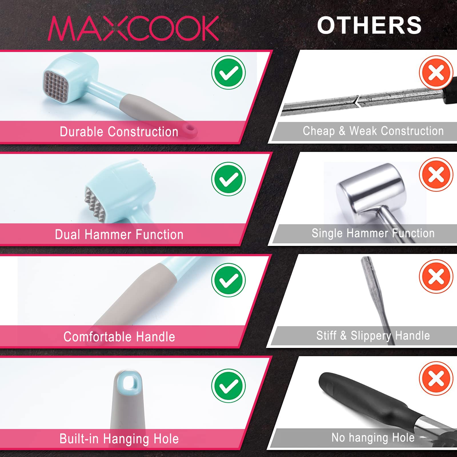 Agujas pequeñas MAXCOOK de dos tamaños para infusionar especias en la carne.
