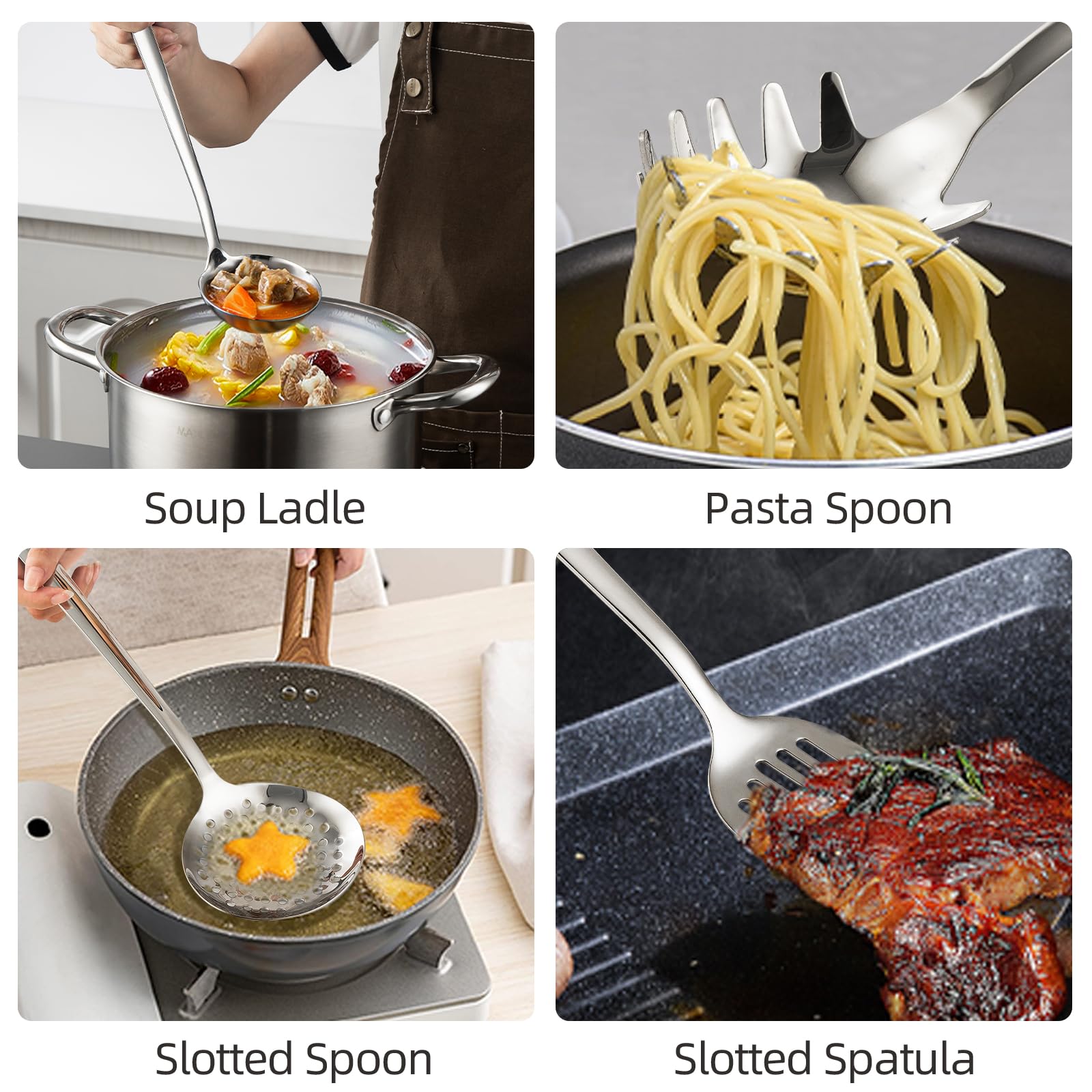 MAXCOOK espátula ranurada, voltea y escurre sin rayar las sartenes