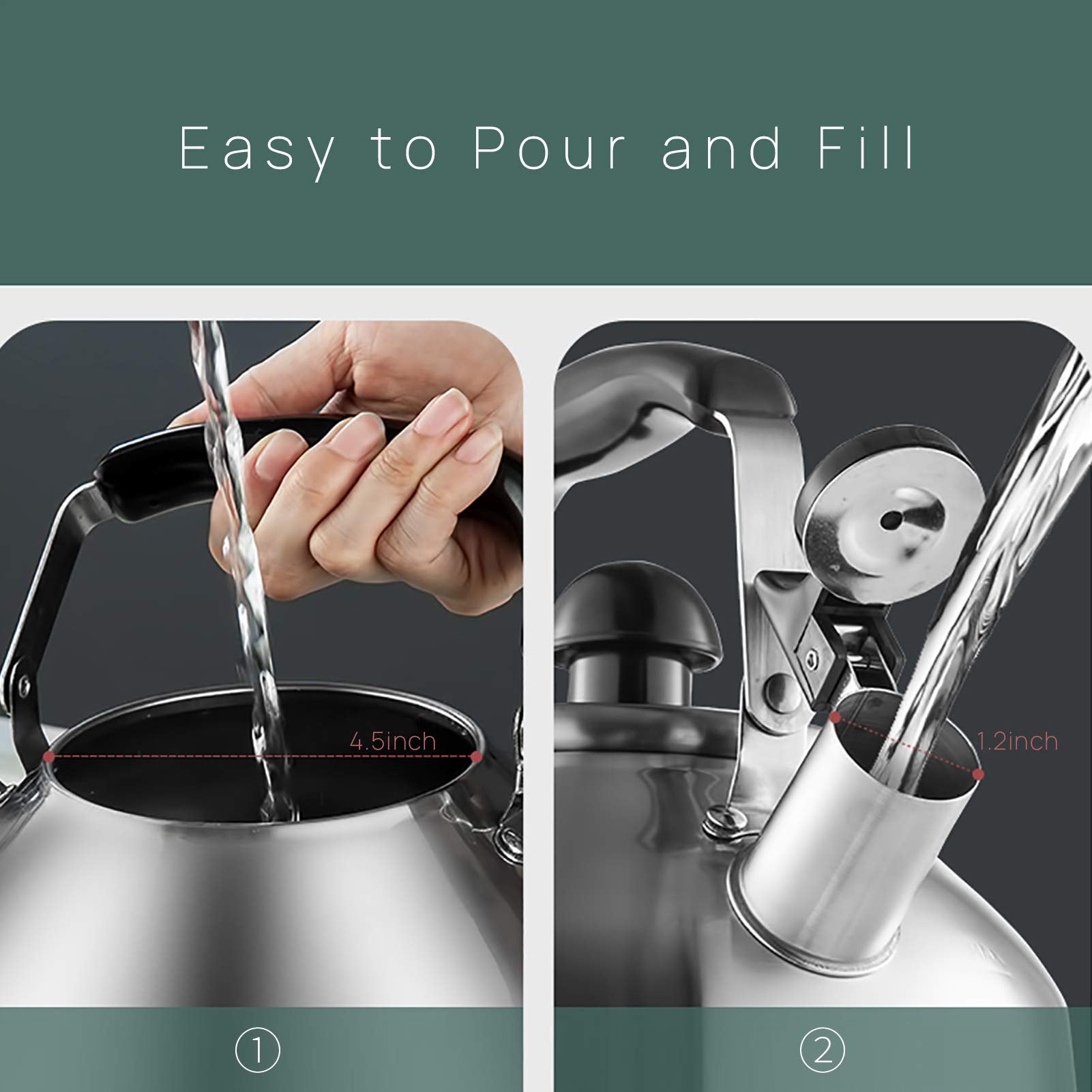 MAXCOOK tetera compatible con induccion y gas para uso versatil