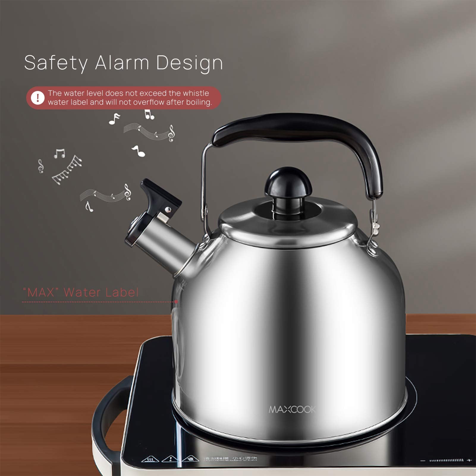 MAXCOOK tetera silbato suave que indica ebullicion