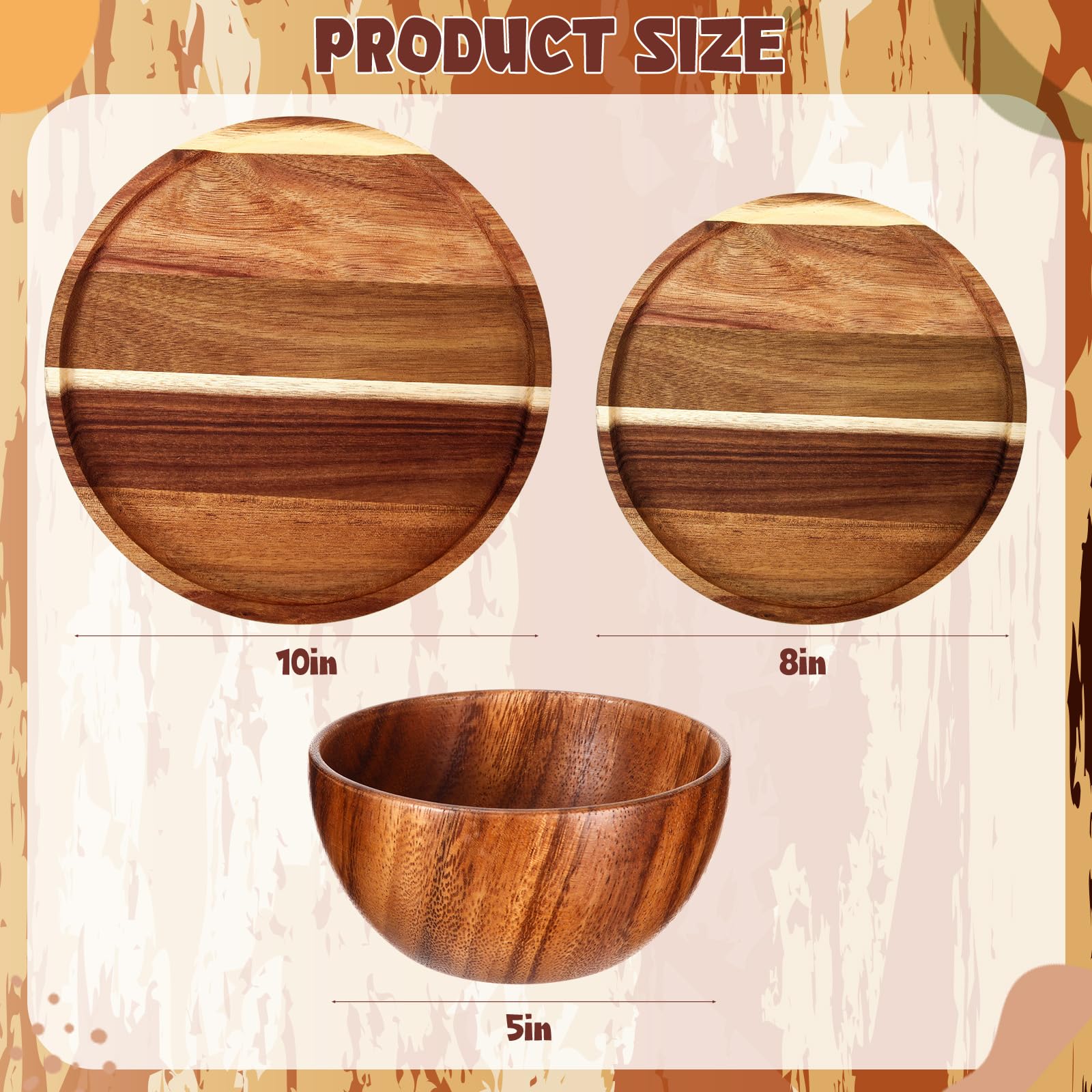 Maxdot plato de 10 pulgadas en acacia, elegante y resistente para servir.
