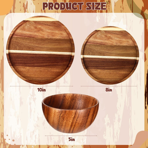 Maxdot plato de 10 pulgadas en acacia, elegante y resistente para servir.