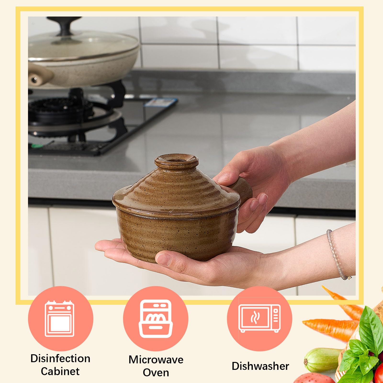 Maxdot cocedor huevo cerámico con tapa seguro y rápido de usar