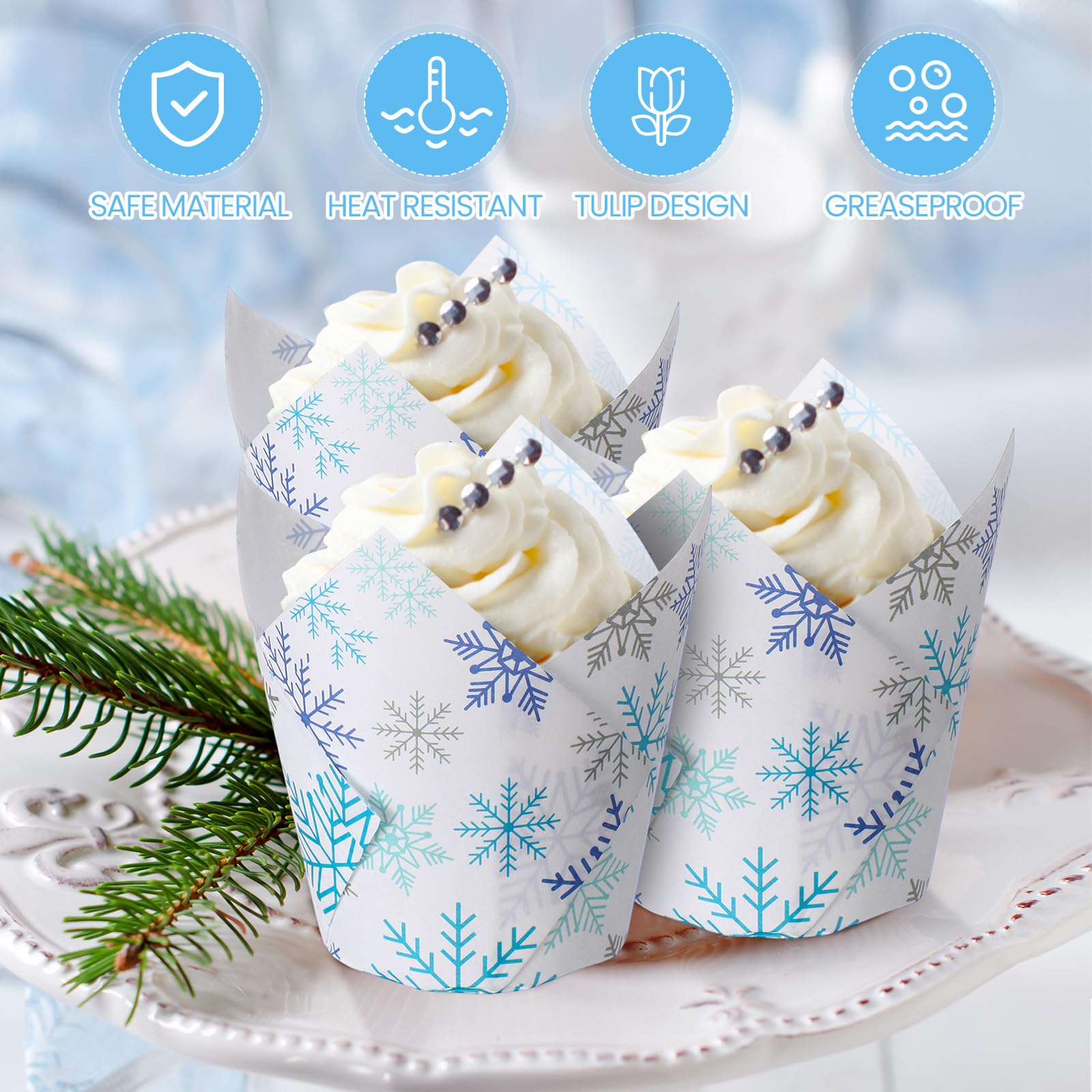 Maxdot forros Navidad azul, decoran la mesa con toque festivo.