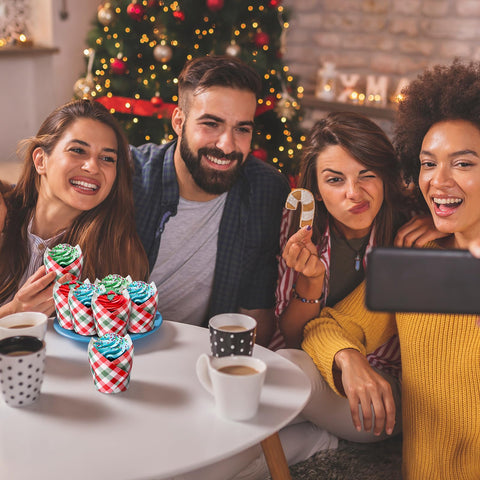 Maxdot forros tulip para magdalenas rojos y verdes a cuadros, perfectos para fiestas navideñas