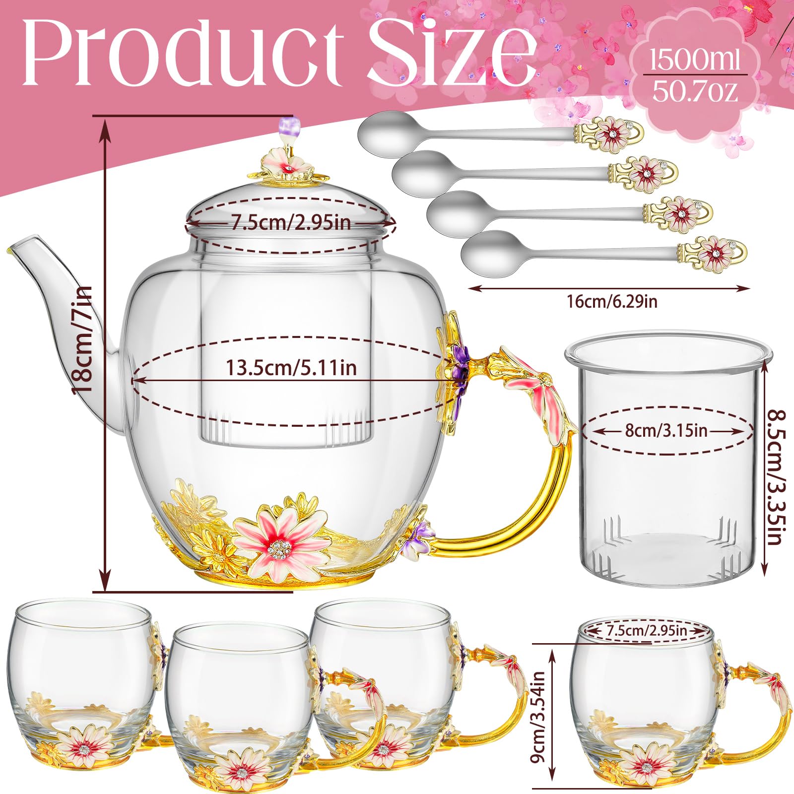Tazas margarita Maxdot de 320 ml, perfectas para té o café.