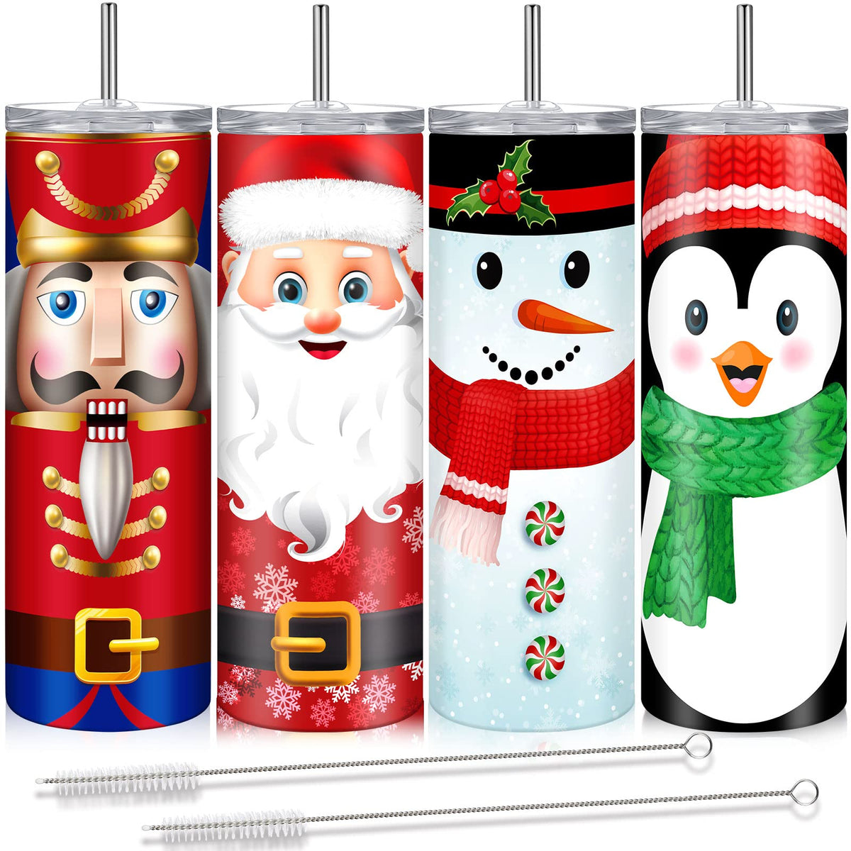 Maxdot tumbler navidad con tapa y pajilla, ideal para fiestas y viajes.