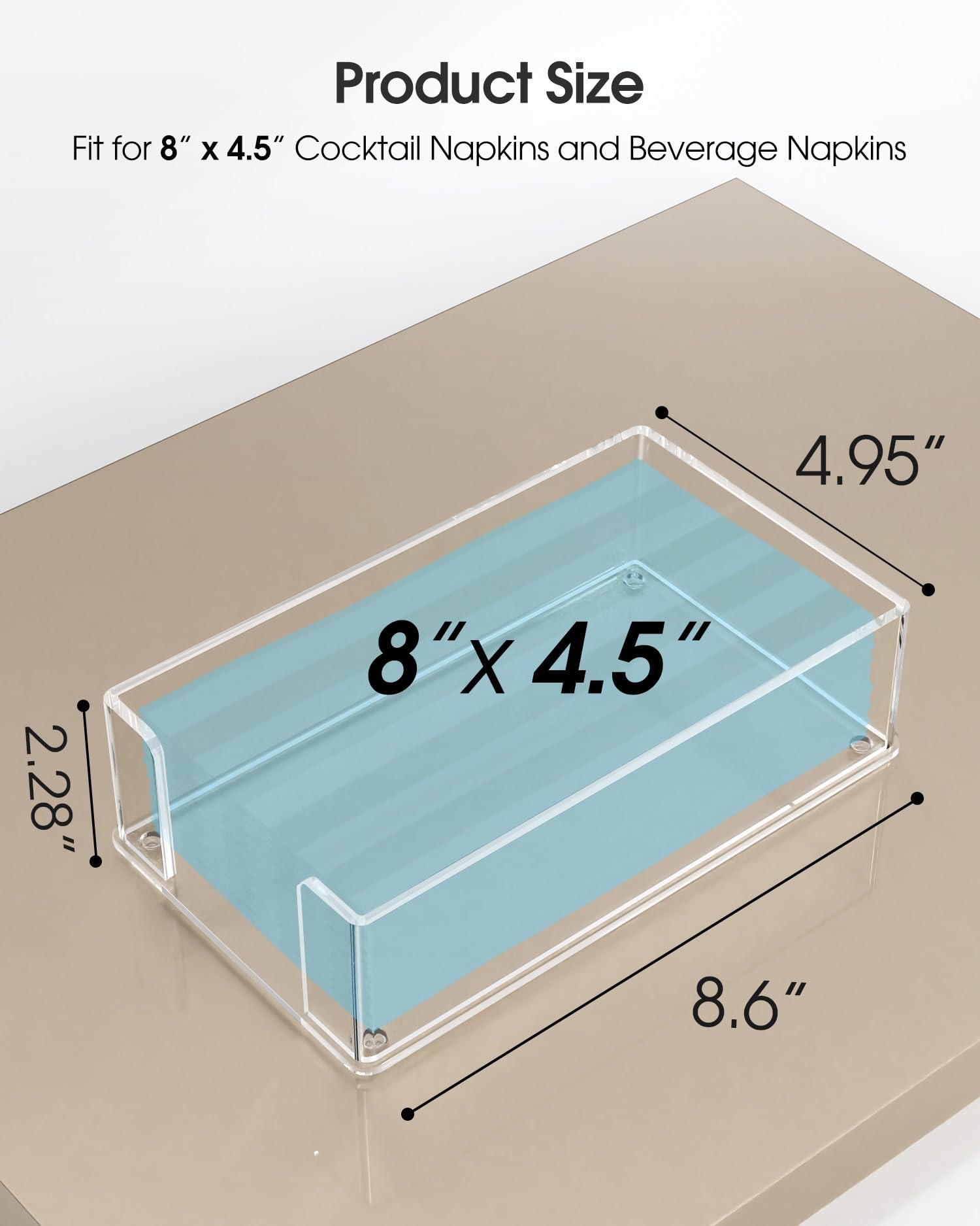 MaxGear porta-servilletas acrílico, diseño transparente que combina con cualquier ambiente.