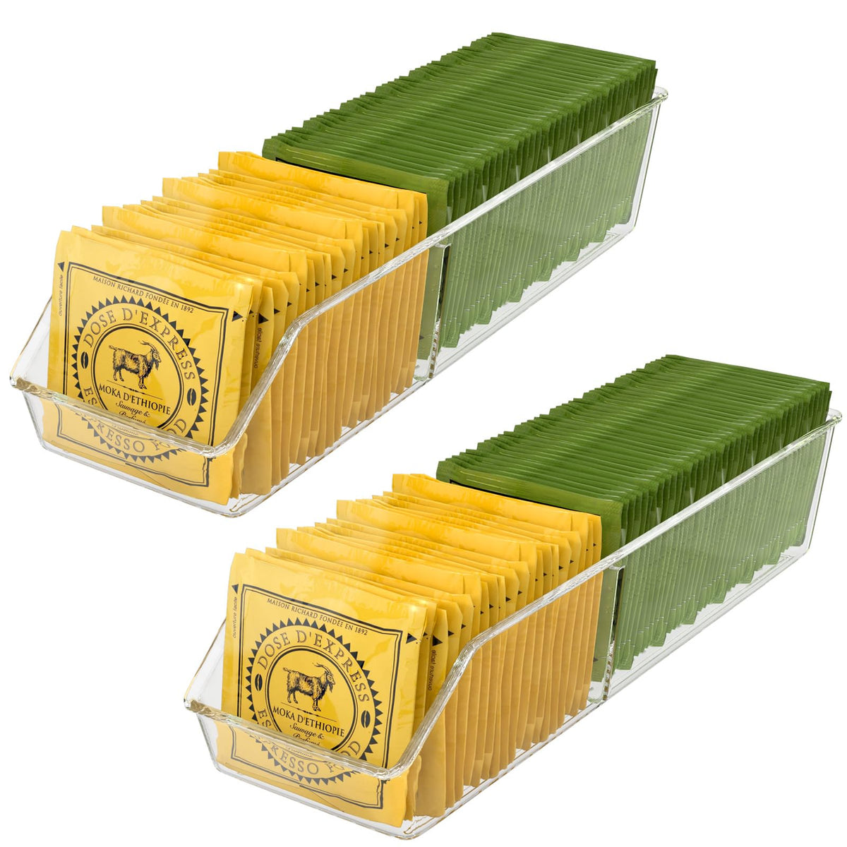 Organizador MaxGear de bolsitas de té, frontal, fácil localización de las bolsas.