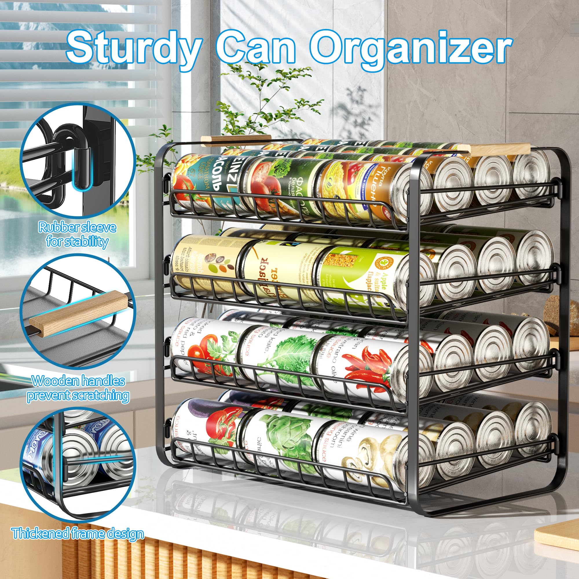 MAXIFFE organizador de latas, modo vertical u horizontal, adaptable para despensa y cocina.