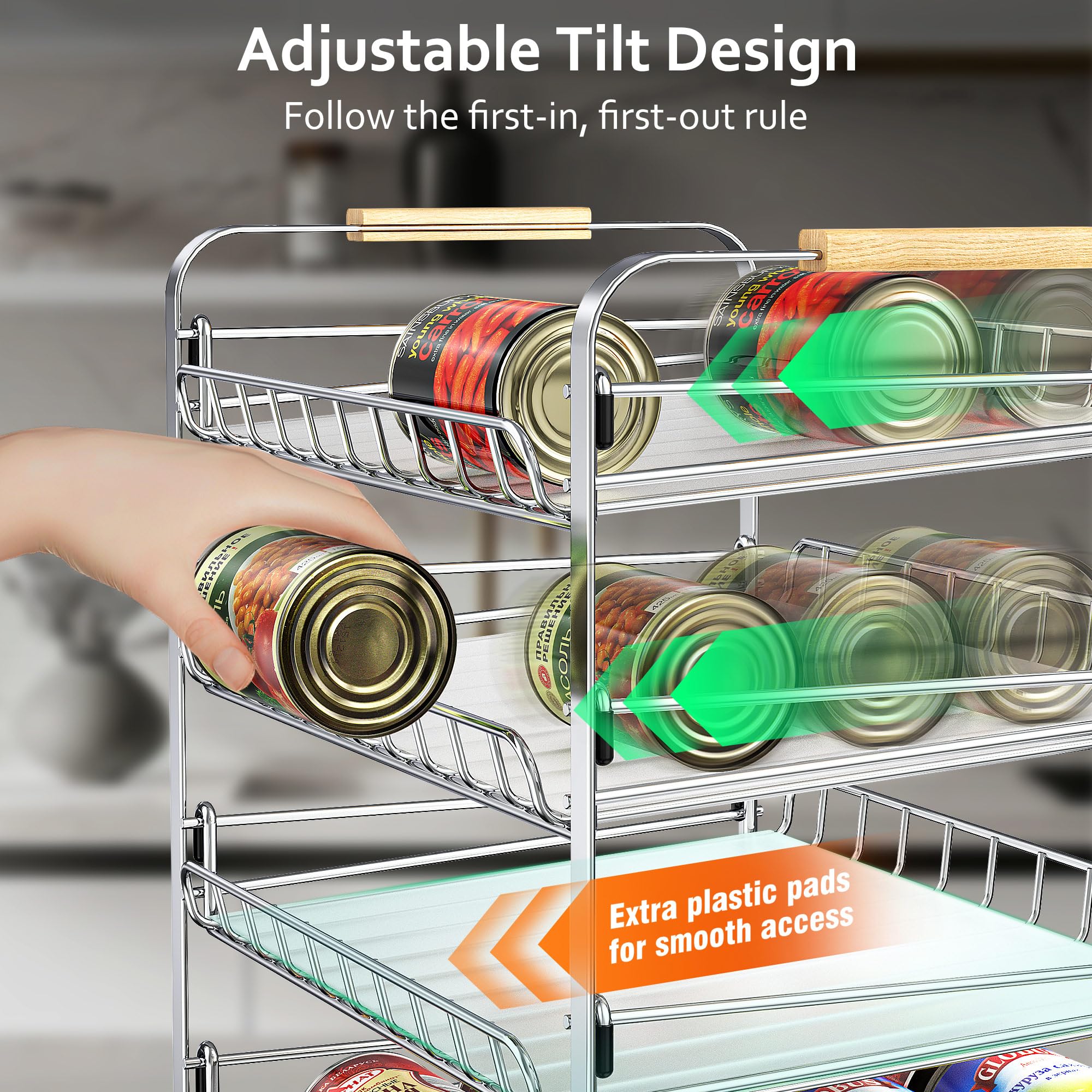 Maxiffe organizador, lateral con ajuste de ángulo para latas y otros productos.