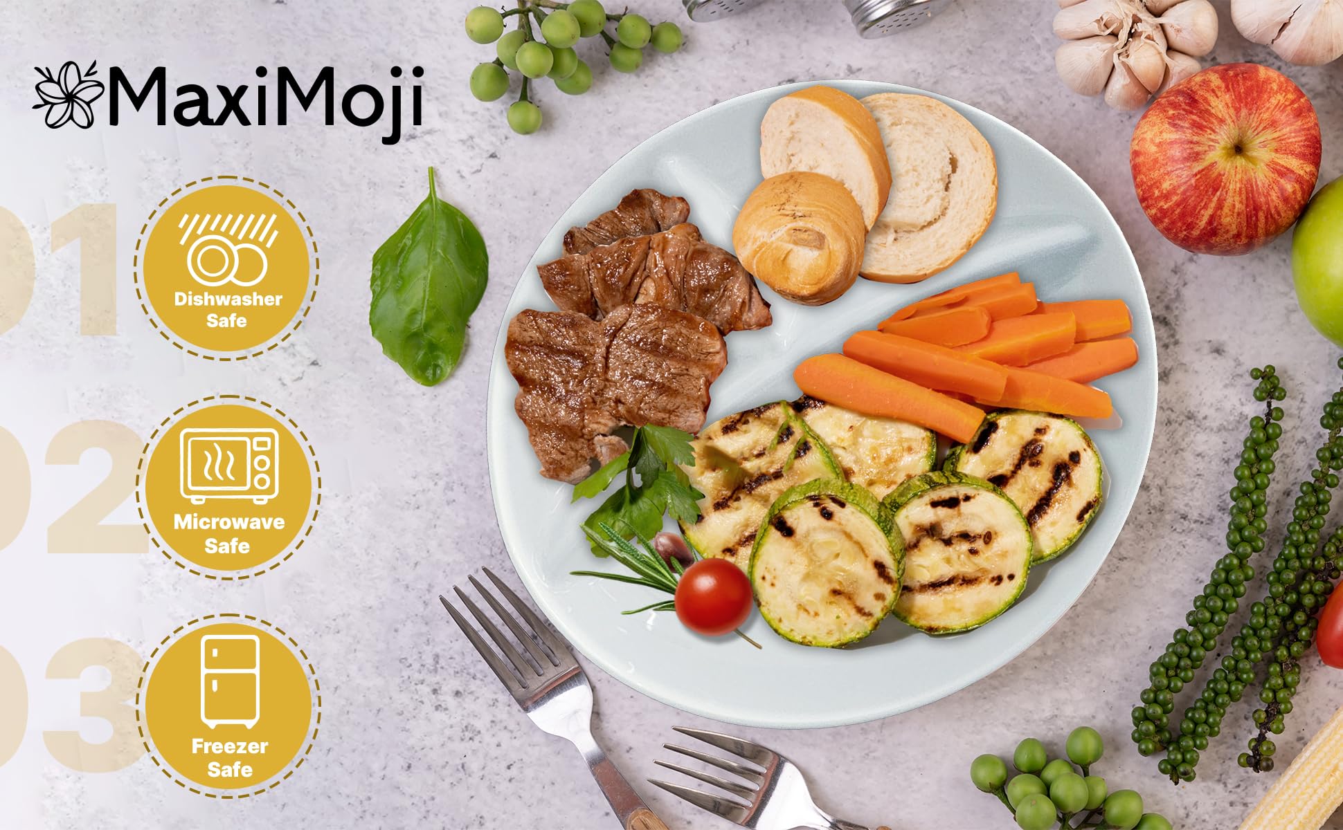 MaxiMoji plato apto para horno, perfecto para recalentar y conservar porciones.