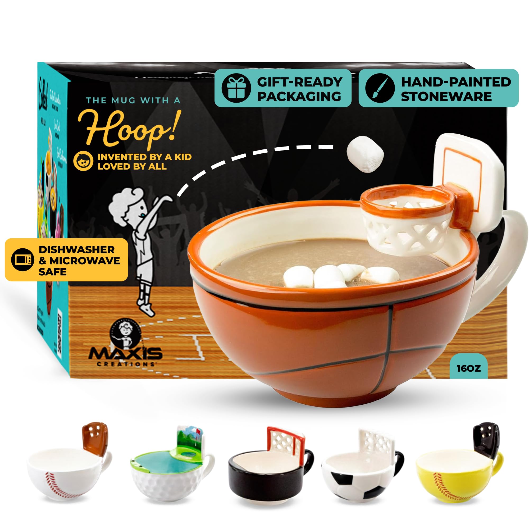 MAX'IS Creations taza-baloncesto con canasta para desayuno lúdico.