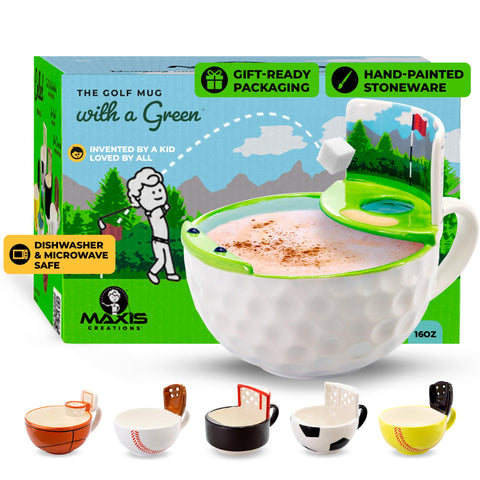 MAX'IS Creations taza golf con hoyo, ideal para desayunos divertidos