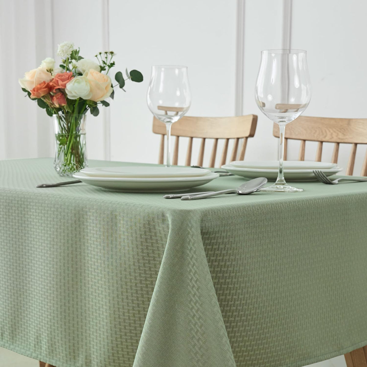 Mantel rectangular maxmill con patrón tejido y protección contra derrames