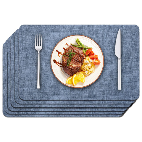 Manteles Maxpearl de cuero sintético azul, 6 piezas, protege la mesa durante las comidas.