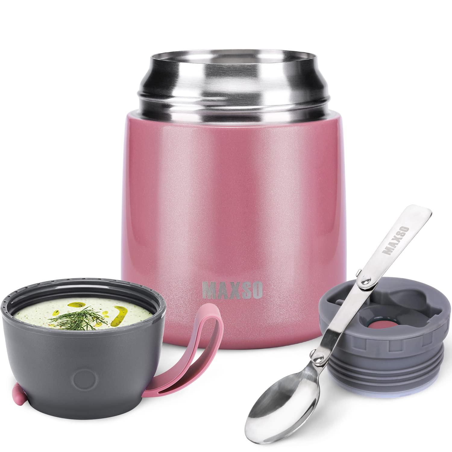MAXSO almuerzo termico 500ml rosado mantiene la comida caliente