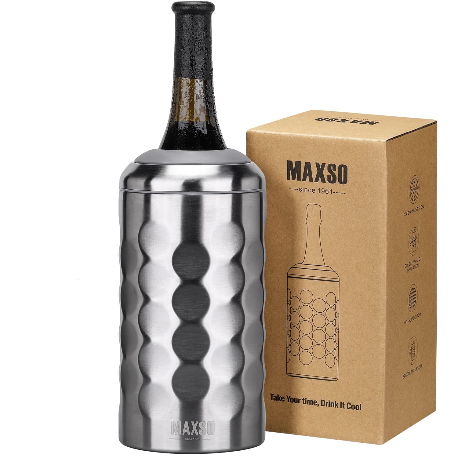 MAXSO enfriador de vino para botella de 750 ml, mantiene la temperatura