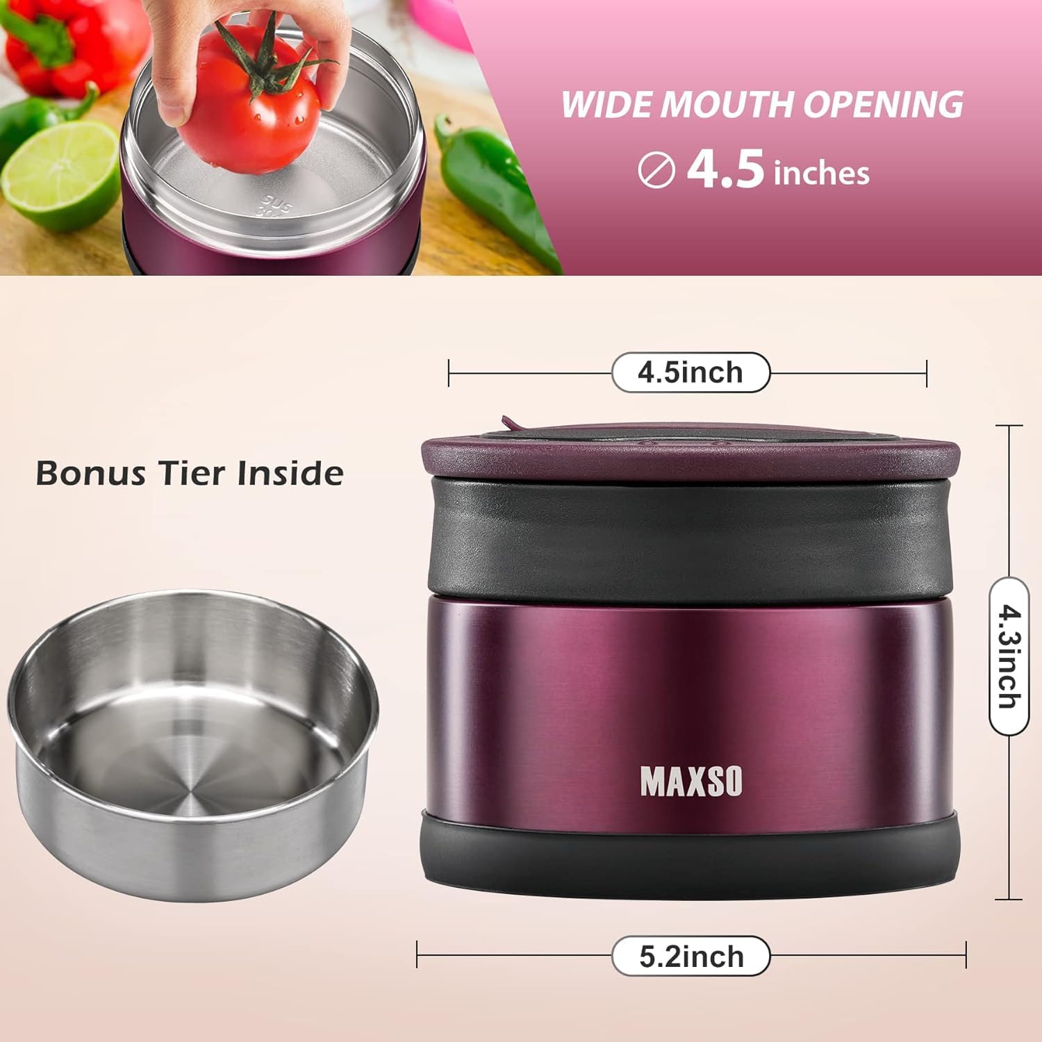 MAXSO jarro 24oz hecho sin BPA, seguro para uso diario