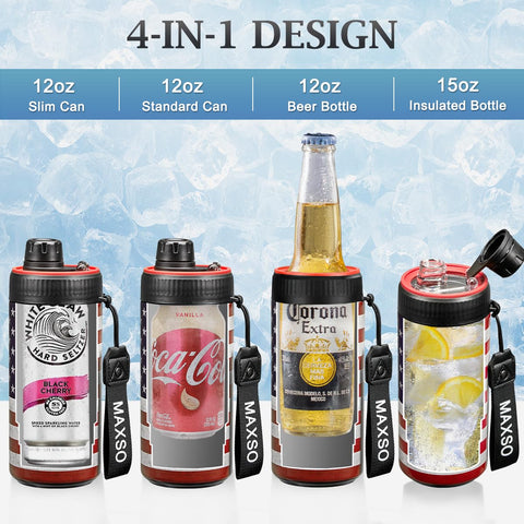 MAXSO diseño 4 en 1 para lata, botella y termo aislante