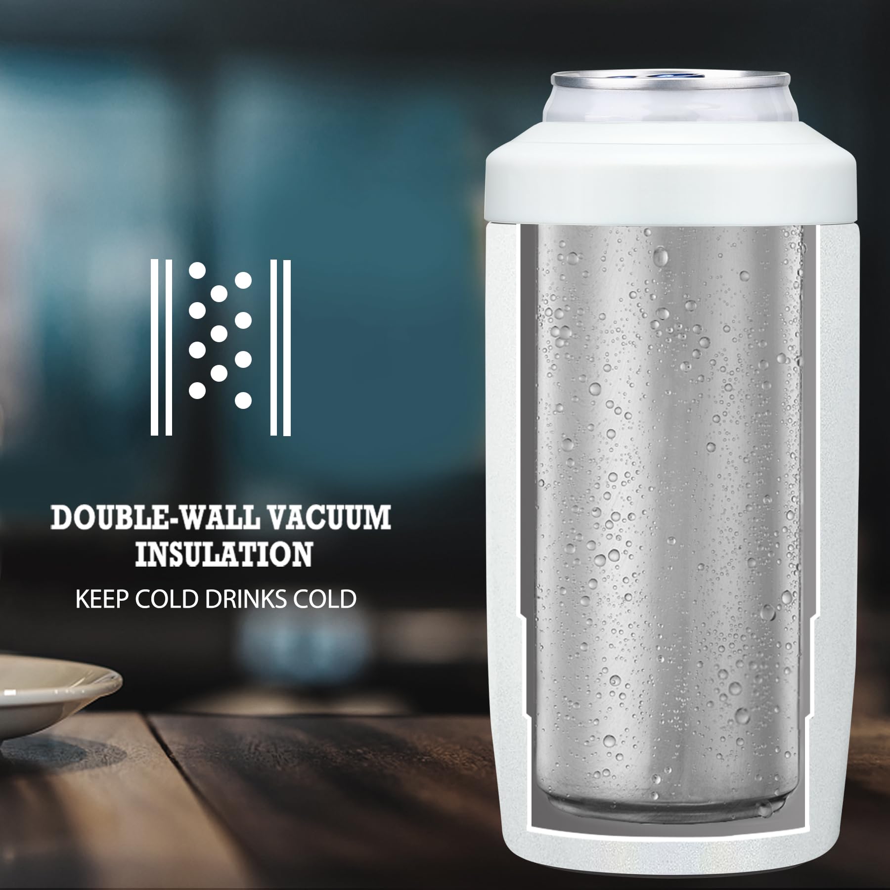 MAXSO Slim Can Cooler aislamiento doble para bebidas frías sin condensación