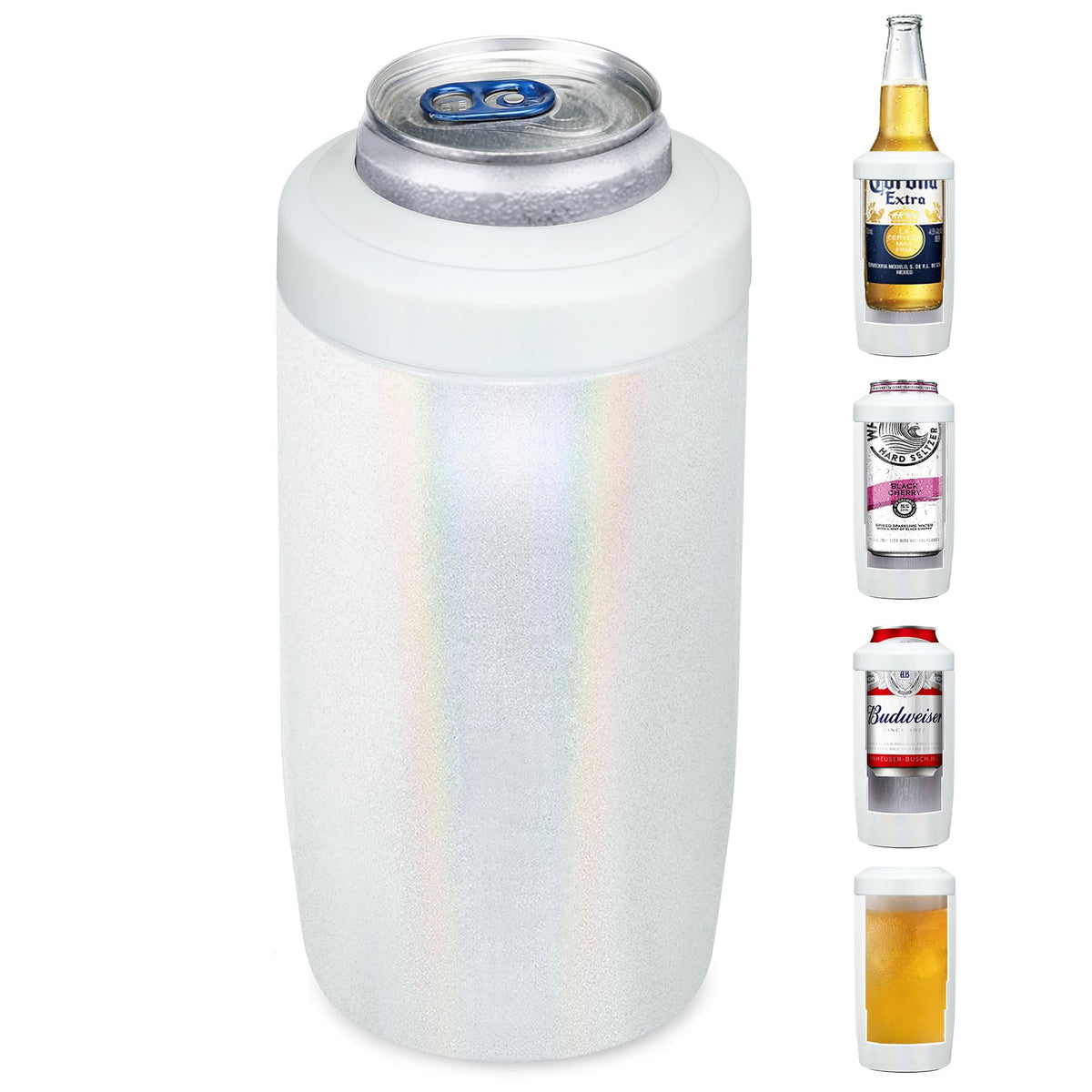 MAXSO Slim Can Cooler frente blanco brillante para bebidas frías